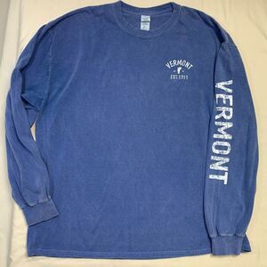 Vermont Blue TShirt Men’s 2XL Long Sleeve Top Vacation Travel Tee Ski Trip Fall
